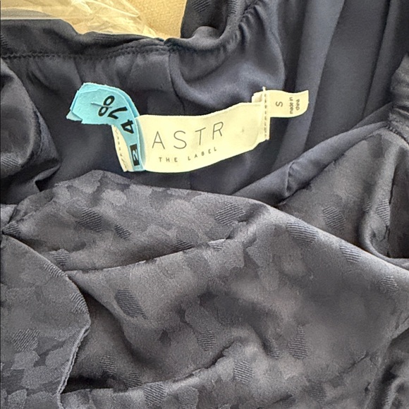 ASTR Navy Blue Sweetheart Ruffle Ruched Front Flattering Mini Dress - Picture 5 of 5